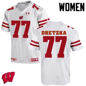 #77 Ian Dretzka Wisconsin Women Stitch Jerseys White