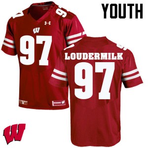 #97 Isaiahh Loudermilk Wisconsin Youth NCAA Jerseys Red