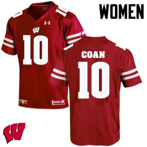 #10 Jack Coan Wisconsin Badgers Women NCAA Jerseys Red