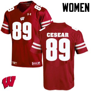 #89 Jacob Cesear Wisconsin Badgers Women Stitch Jersey Red
