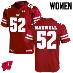 #52 Jacob Maxwell Wisconsin Badgers Women College Jersey Red