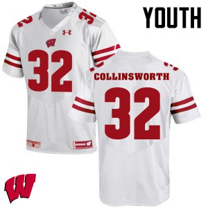 #32 Jake Collinsworth Badgers Youth Stitch Jersey White