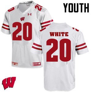 #20 James White Wisconsin Youth Football Jersey White