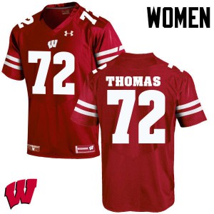 #72 Joe Thomas University of Wisconsin Women College Jersey Red