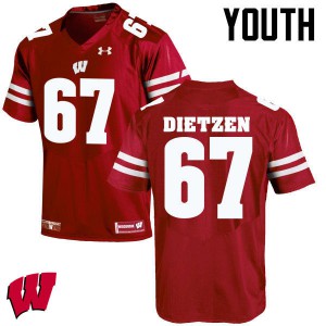 #67 Jon Dietzen Badgers Youth College Jerseys Red