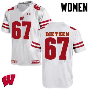 #67 Jon Dietzen Wisconsin Badgers Women Stitched Jerseys White