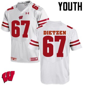 #67 Jon Dietzen University of Wisconsin Youth Stitched Jerseys White