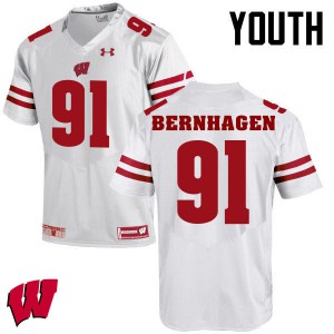 #91 Josh Bernhagen Wisconsin Badgers Youth College Jersey White