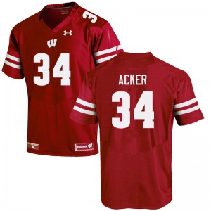 #34 Jackson Acker University of Wisconsin Men Stitch Jersey Red