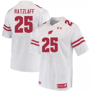 #25 Jake Ratzlaff Wisconsin Men Football Jerseys White