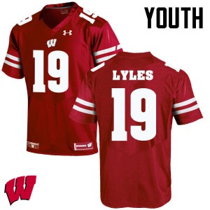 #19 Kare Lyles Wisconsin Youth College Jersey Red