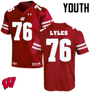 #76 Kayden Lyles Wisconsin Badgers Youth Stitched Jersey Red