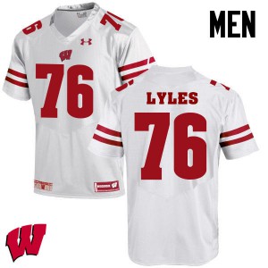 #76 Kayden Lyles Wisconsin Men NCAA Jersey White