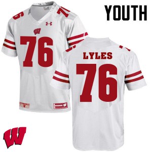 #76 Kayden Lyles Badgers Youth College Jerseys White