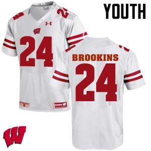 #24 Keelon Brookins Wisconsin Badgers Youth Stitch Jerseys White