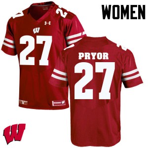 #27 Kendrick Pryor University of Wisconsin Women NCAA Jerseys Red