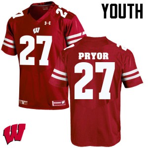 #27 Kendrick Pryor University of Wisconsin Youth Embroidery Jerseys Red