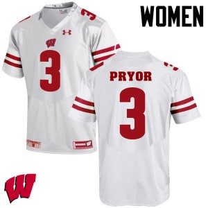 #3 Kendric Pryor Wisconsin Badgers Women University Jerseys White