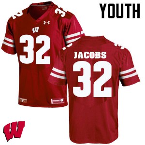 #32 Leon Jacobs University of Wisconsin Youth Stitch Jerseys Red