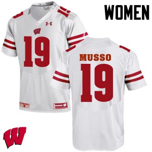 #19 Leo Musso Wisconsin Badgers Women Stitch Jersey White