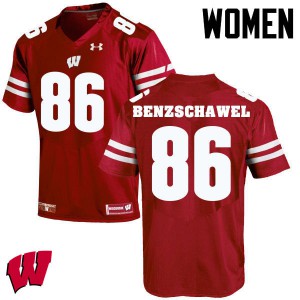 #86 Luke Benzschawel Wisconsin Women College Jersey Red