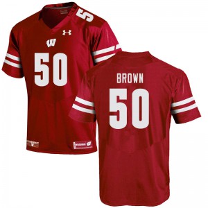 #50 Logan Brown University of Wisconsin Men Embroidery Jersey Red
