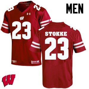 #23 Mason Stokke Wisconsin Men Stitch Jerseys Red