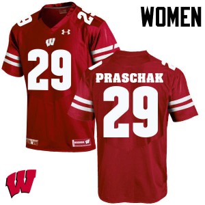 #29 Max Praschak Badgers Women Football Jersey Red