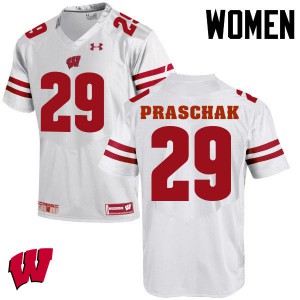#29 Max Praschak Wisconsin Badgers Women Player Jersey White