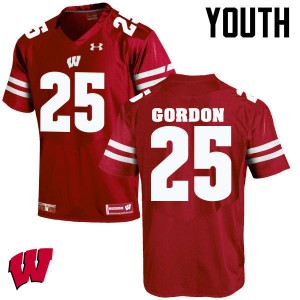 #25 Melvin Gordon University of Wisconsin Youth Football Jerseys Red