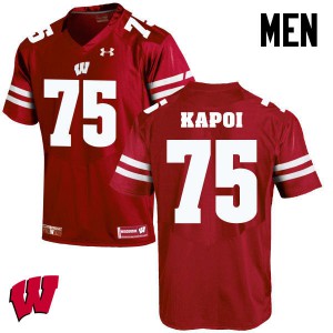 #75 Micah Kapoi Wisconsin Badgers Men Stitched Jersey Red