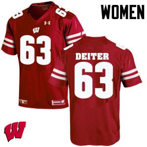 #63 Michael Deiter Wisconsin Badgers Women Football Jersey Red