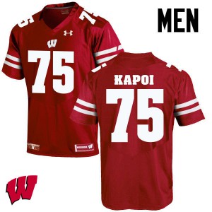 #75 Micha Kapoi University of Wisconsin Men Embroidery Jersey Red