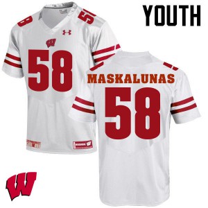 #58 Mike Maskalunas Badgers Youth Football Jersey White