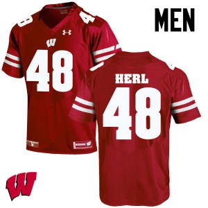 #48 Mitchell Herl Wisconsin Men Embroidery Jersey Red