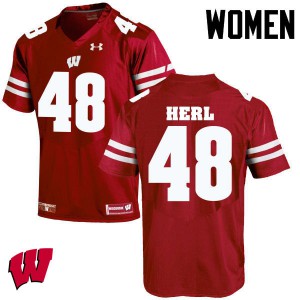 #48 Mitchell Herl Wisconsin Badgers Women Stitched Jersey Red