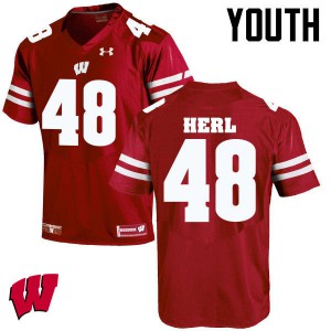 #48 Mitchell Herl Badgers Youth NCAA Jersey Red