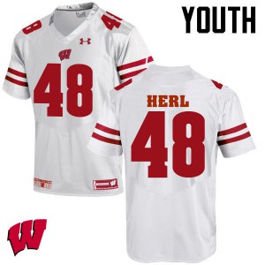 #48 Mitchell Herl Wisconsin Badgers Youth Stitch Jerseys White