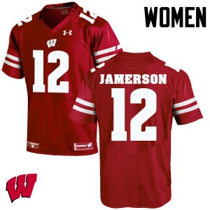 #12 Natrell Jamerson Wisconsin Women Football Jersey Red