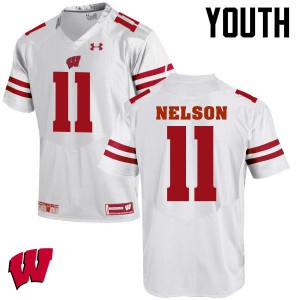 #11 Nick Nelson Wisconsin Badgers Youth Stitch Jerseys White