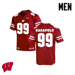 #65 Olive Sagapolu Badgers Men College Jersey Red