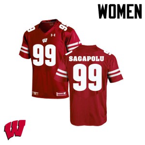 #65 Olive Sagapolu Wisconsin Badgers Women Stitch Jersey Red