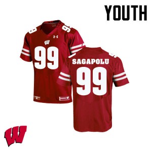 #99 Olive Sagapolu University of Wisconsin Youth Football Jersey Red