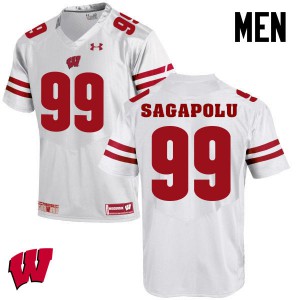 #65 Olive Sagapolu Wisconsin Men NCAA Jerseys White