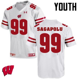 #65 Olive Sagapolu Wisconsin Badgers Youth Official Jerseys White