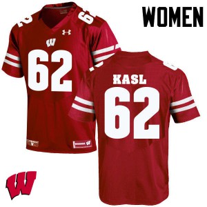 #62 Patrick Kasl Wisconsin Women NCAA Jerseys Red