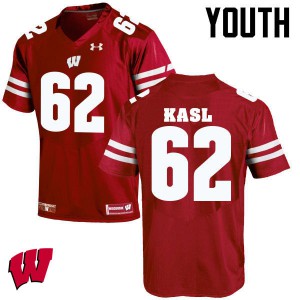 #62 Patrick Kasl Wisconsin Badgers Youth NCAA Jerseys Red