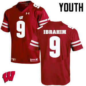 #9 Rachid Ibrahim University of Wisconsin Youth Stitched Jerseys Red