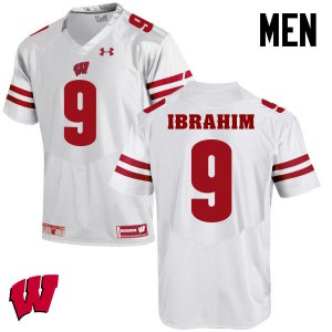 #9 Rachid Ibrahim Wisconsin Badgers Men Embroidery Jerseys White