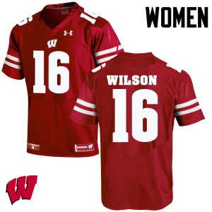 #16 Russell Wilson Badgers Women Stitch Jersey Red